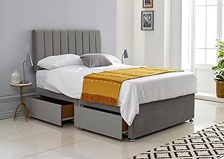 ComfoRest - Stylish 4FT Small Double Divan with Mattress Included | Elegant Set with 2 Spacious Drawers | Comfortable Solution for Modern and Practical Bedrooms (Grey Plush)
