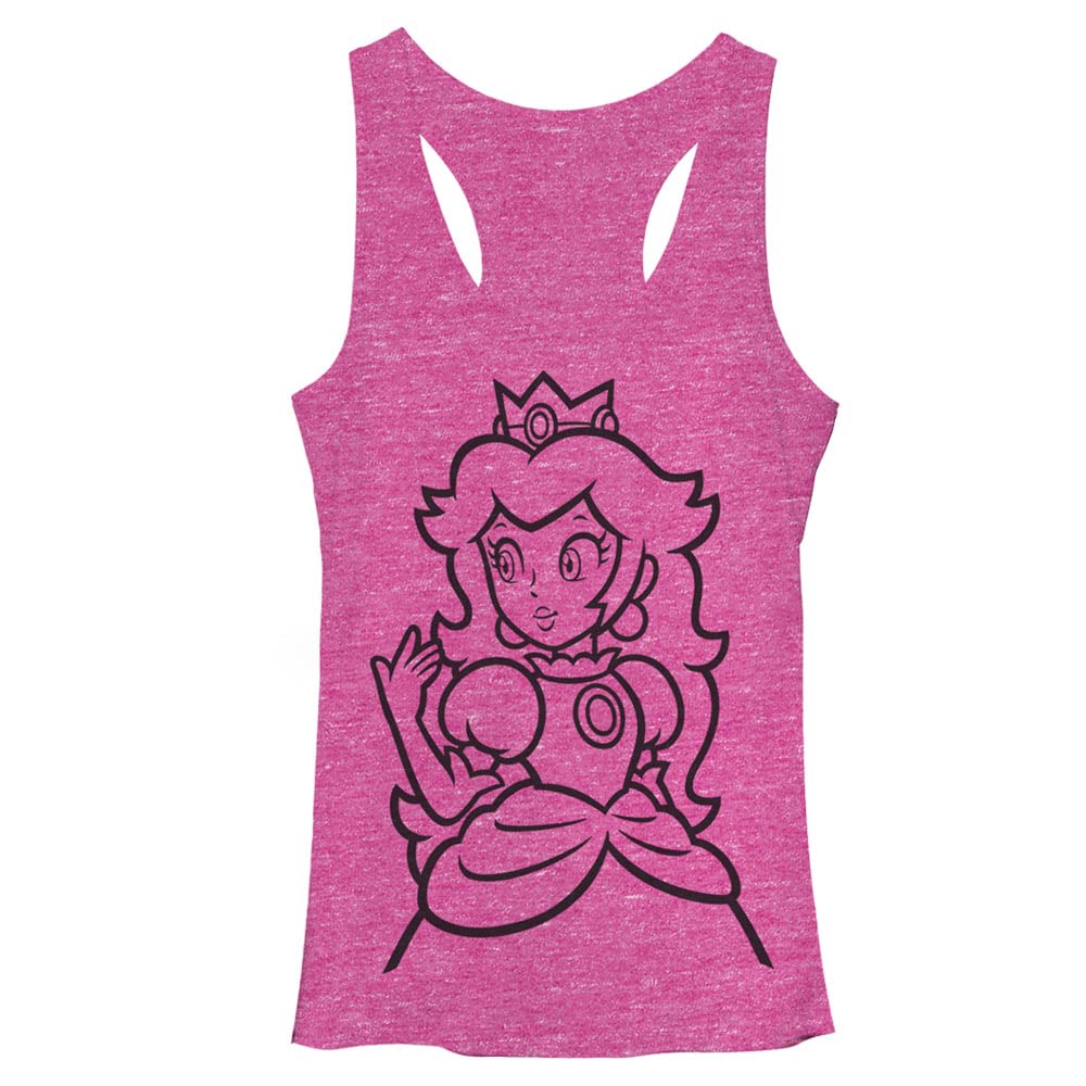 Nintendo Peach Outline Women's Racerback Tank Top, Heather Pink, XL