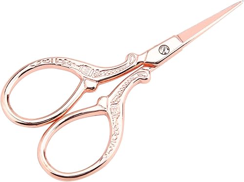 Miniatura 5 de Tijeras vintage, tijeras de punto de cruz retro europeas para costura, costura, manualidades, tela, uso diario (oro rosa)