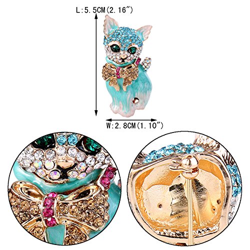 Image of EVER FAITH Austrian Crystal Lovely Plump 3D Bowknot Cat Brooch Enamel Pet Animal Kitten Brooches Dress Suit Sweater Scarves Accessoriesfor Women
