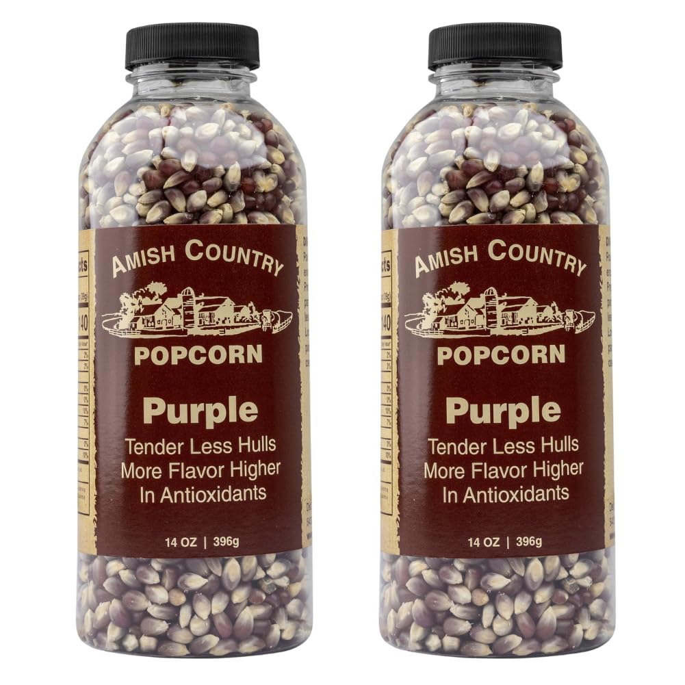 Amish Country Popcorn | 2-14 oz Bottles | Purple Popcorn Kernels | Old Fashioned, Non-GMO and Gluten Free (2-14 oz Bottles)
