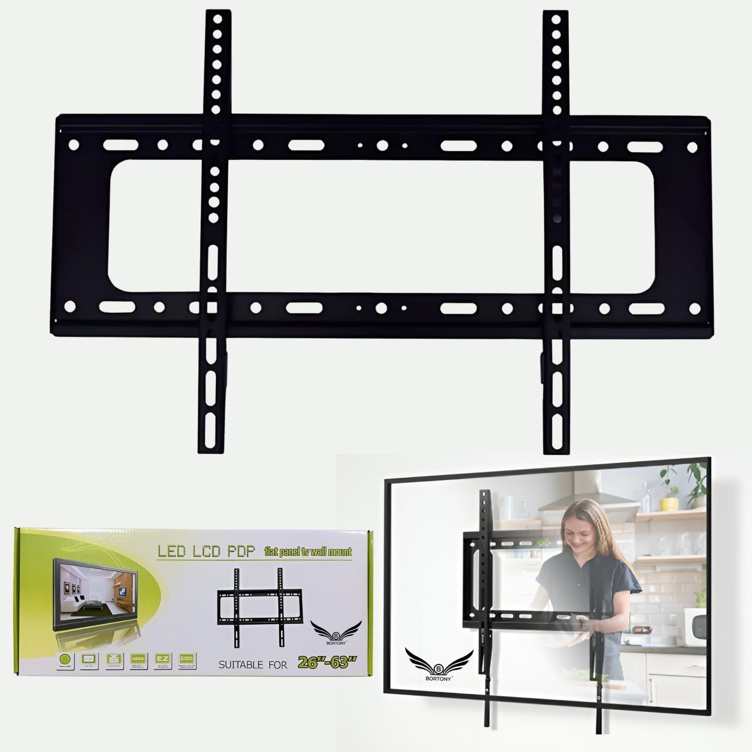 Fixed Wall Mount for 23-63 inch Screen,TV Wall Mount, TV Stand For Most 26-63 Inch LCD LED Flat Screen TV Wall Mount, Television Stand Support 99Lbs Loading Capacity Black