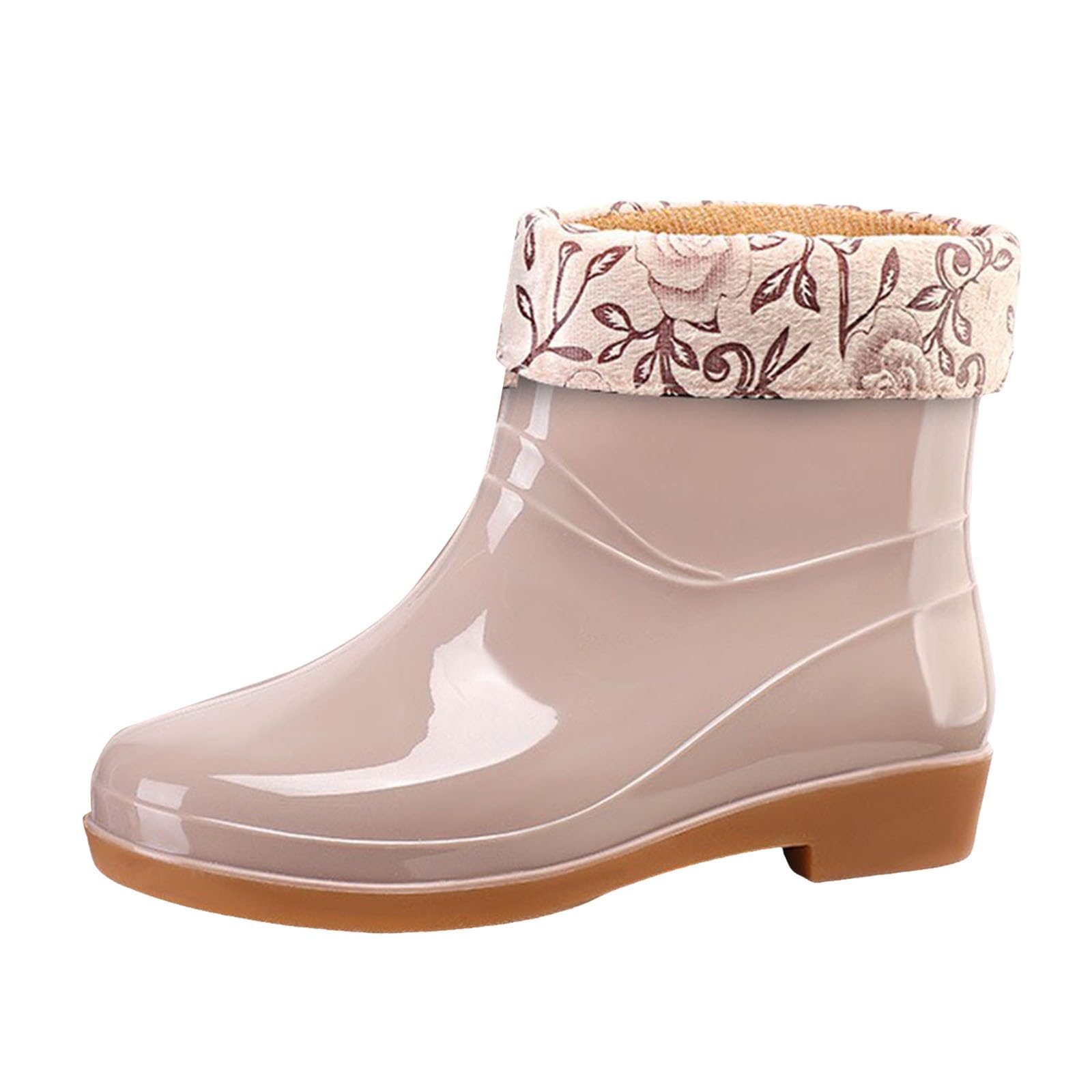 Womens Cute Dot Short Ankle Rain Boots Waterproof Rubber Shoes Casaul Half Calf Winter Spring Garden Boot Warm