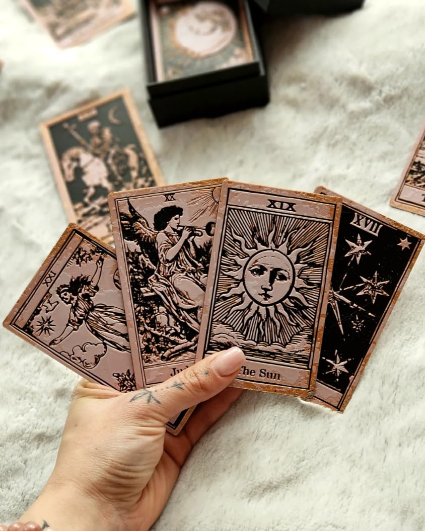 MuxyToys Tarot Gift with Rose Gold 22 Major Arcana Tarot Cards Deck - 3D Carved Gold Foil Eco-Friendly PLA Art Deck - Image 4
