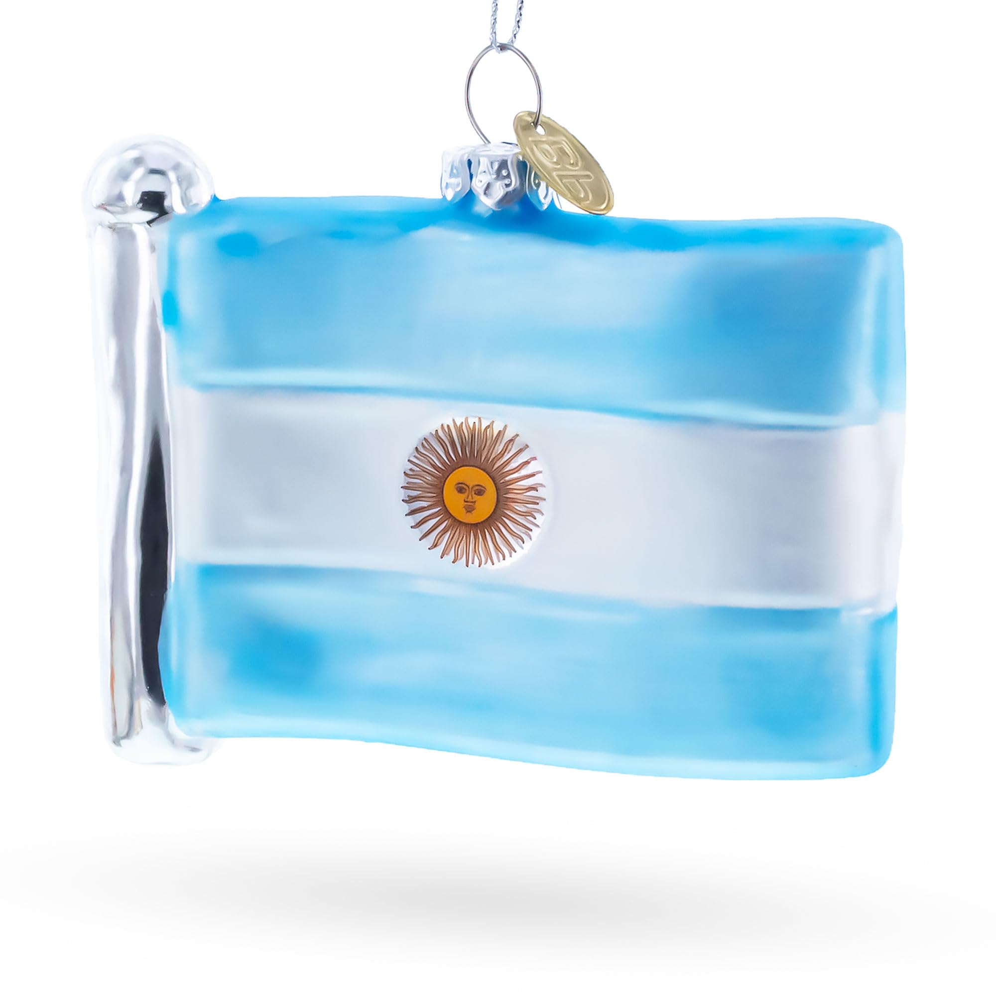 Waving Flag of Argentina Blown Glass Christmas Ornament