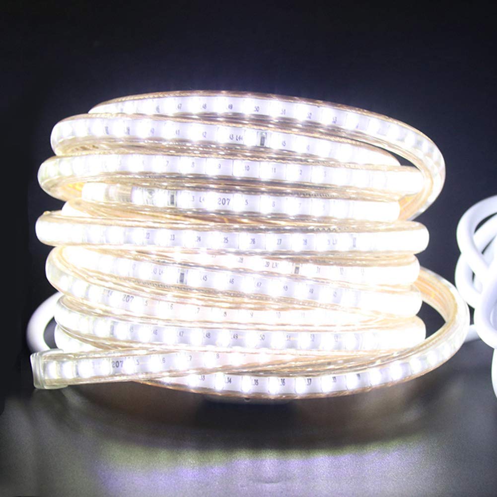 XUNATA 25m Striscia LED Dimmerabile con Telecomando a 11 Tasti, 220V illuminazione Strisce LED Impermeabile IP67 LED Strip Light White- Luce Bianco