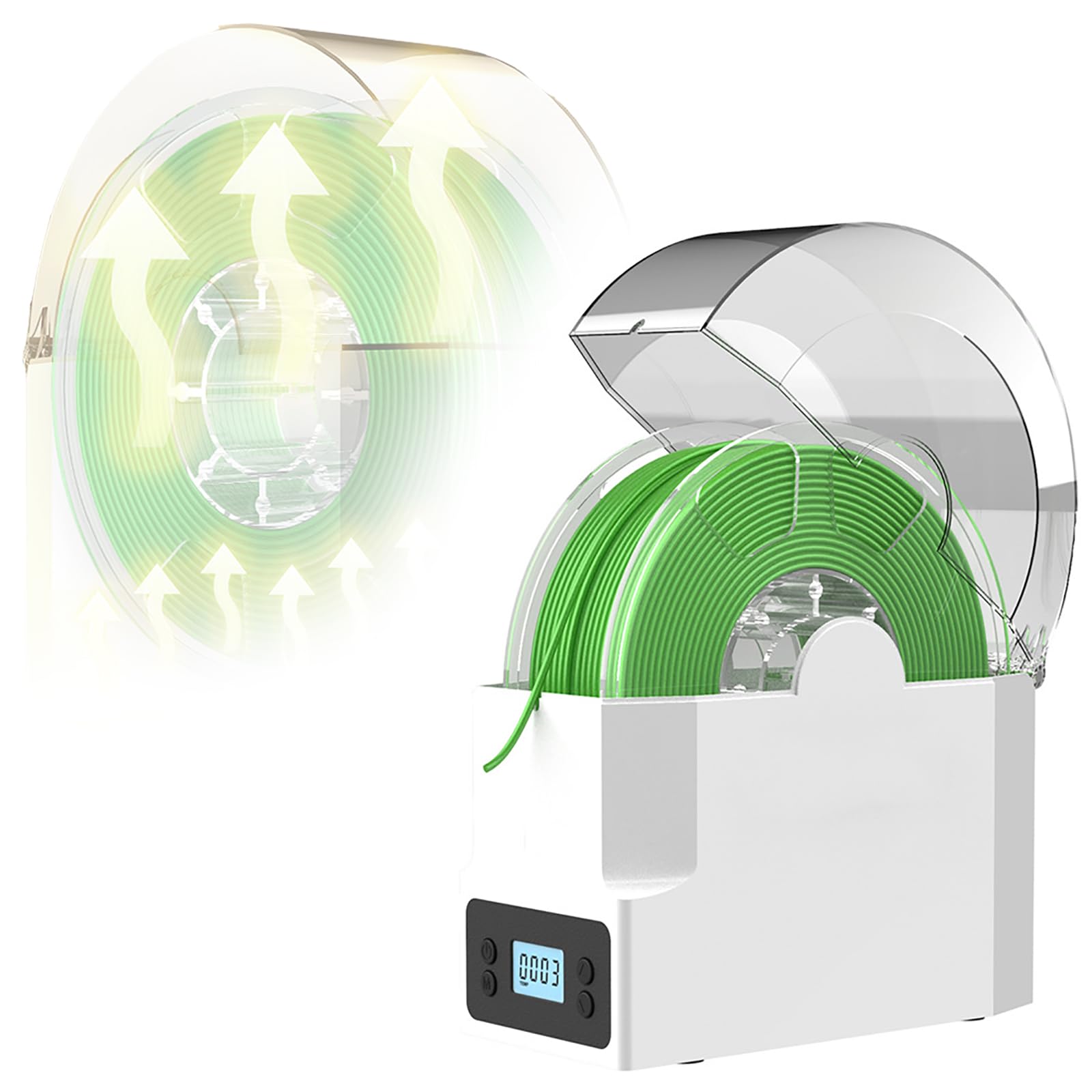 Secador De Filamento Para Impresora 3D, Caja Secadora De Filamento, Temperatura Ajustable 40 ℃/50 ℃/55 ℃, Capacidad Máxima Del Carrete 200x73 Mm, Compatible Con 1,75 Mm/2,85 Mm/3,00 Mm, PLA, PETG, TPU