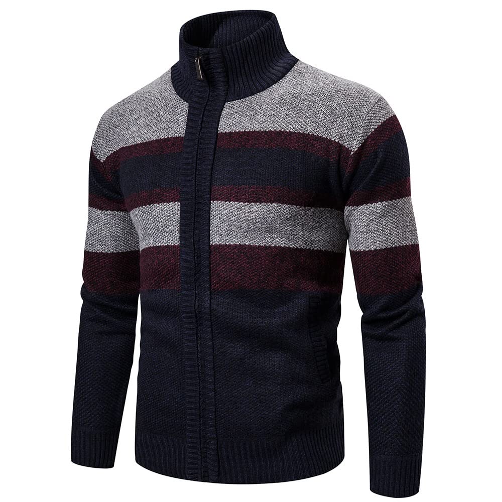 Męskie nowe swetry ciepły dopasowany golf sweter z dzianiny męski sweter z długim rękawem męski stójka stójka sport kardigan sweter (kolor: A, rozmiar: XL)