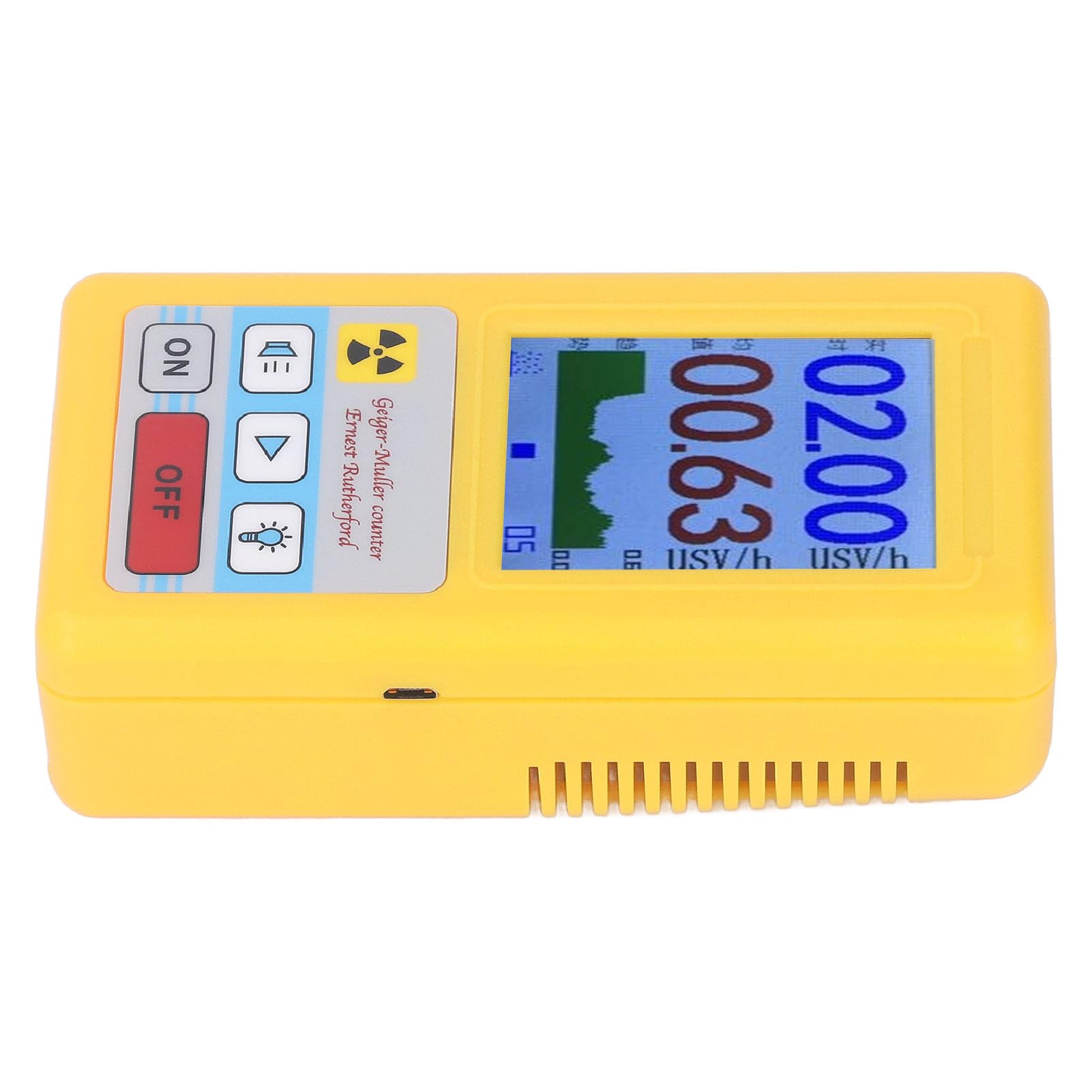 BR 6 Contatore Geiger Rilevatore di radiazioni nucleari Monitor di alta precisione per la casa all'aperto, materiale ABS (YELLOW)