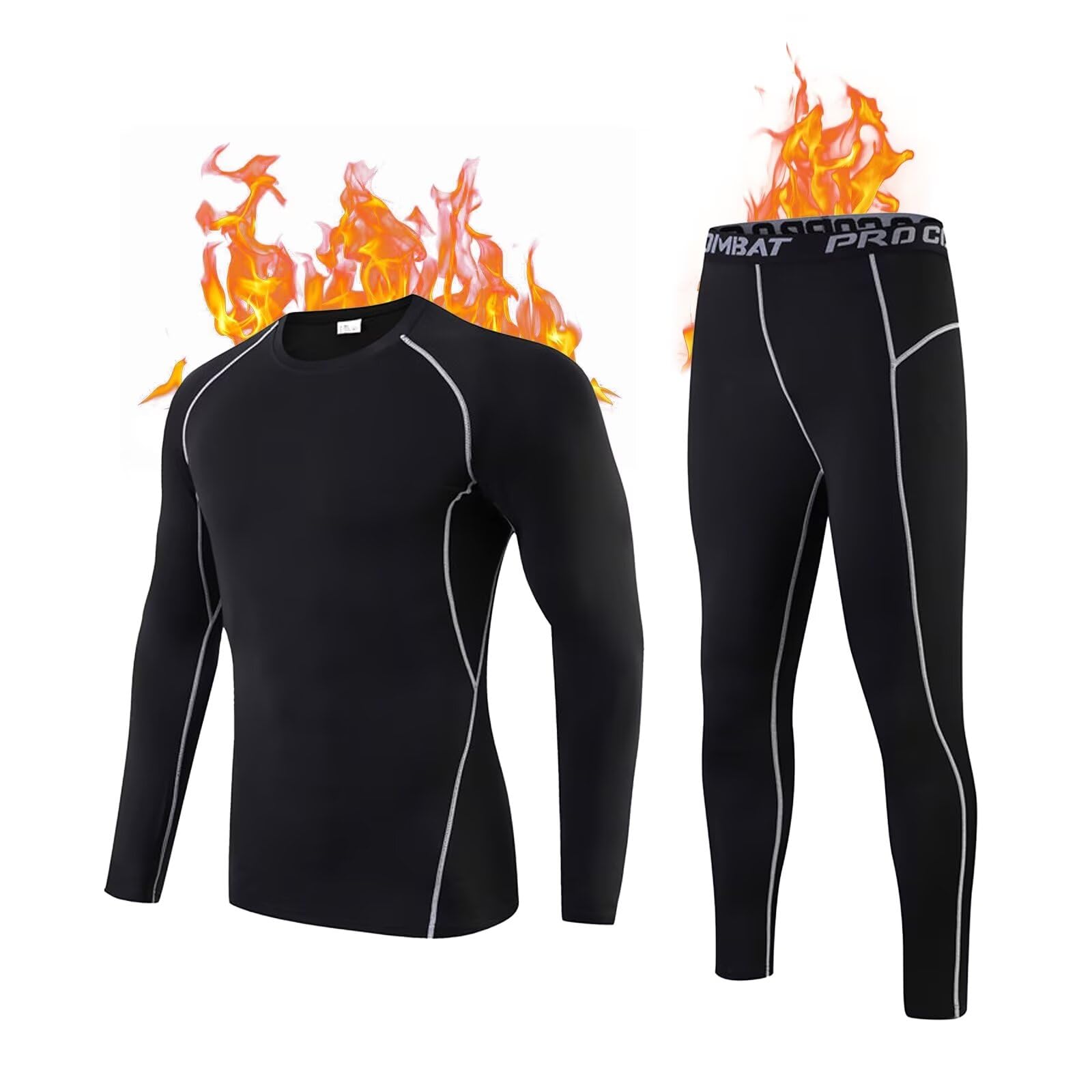 Ensemble de couches de base de compression thermique pour enfants - En polaire chaude - Sous-vêtements de sport athlétiques