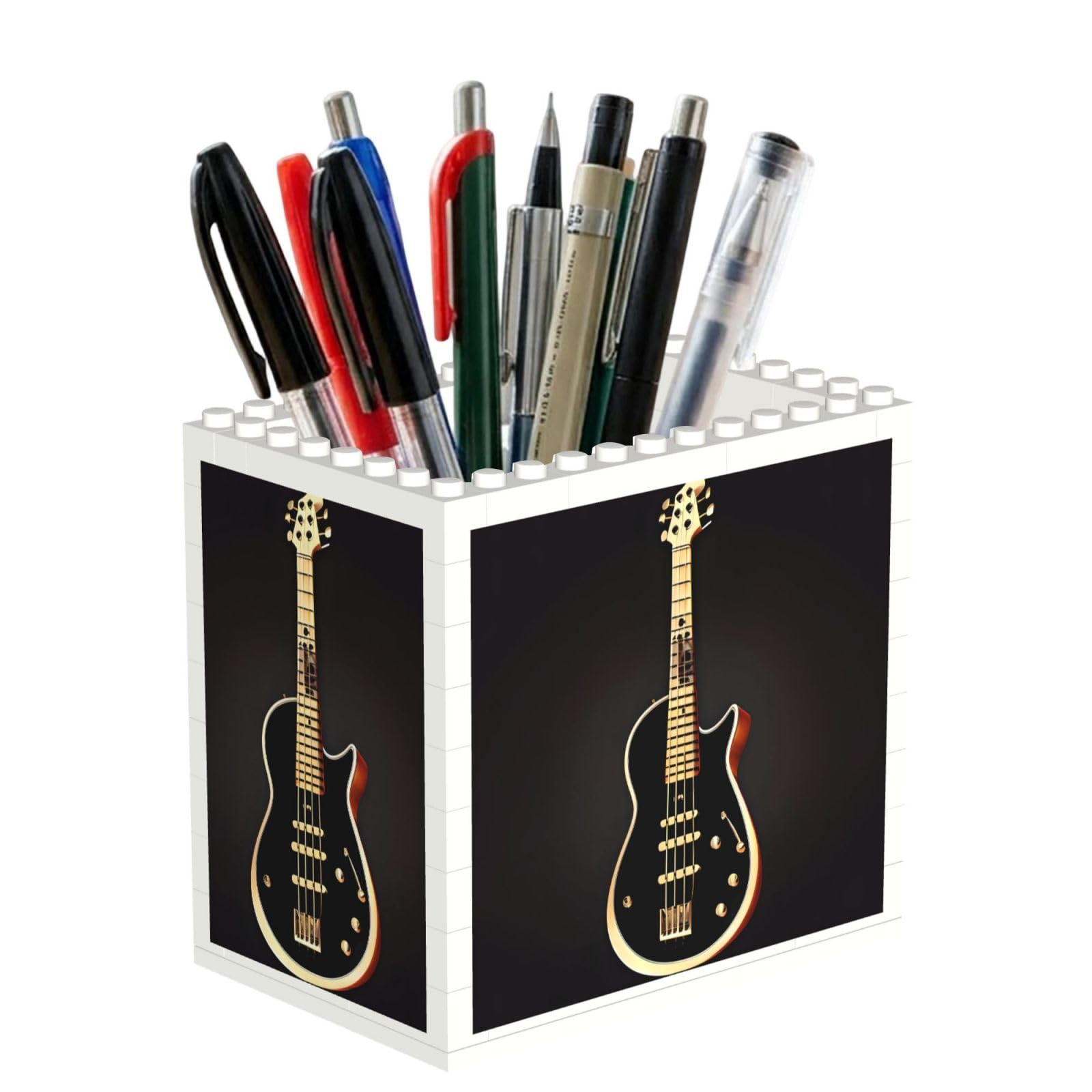 SXZVVBN Black Guitar Building Block Desk Tidy ABS Organiser