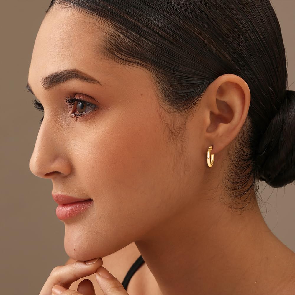 Charmsy 925 Sterling Silver Hoop Earrings for Women | 14K Gold-Plated 2.5mm Tube Classic Hoop Earrings | Women's Click-Top Earring Hoops | Size 15/20/25/40MM - Image 2