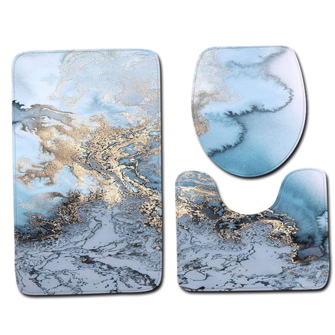 3 unids/Set adoquines mármol Antideslizante Absorbente de Agua Lavable a máquina Alfombra de baño Alfombra de Contorno Cubierta de Inodoro
