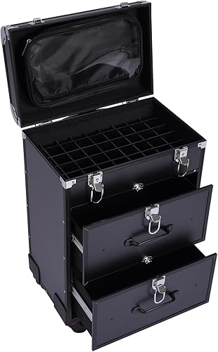 Miniatura 1 de Estuche de maquillaje rodante grande para uñas con cerraduras y rueda universal, estuche de tren de maquillaje, estuche de maquillaje para