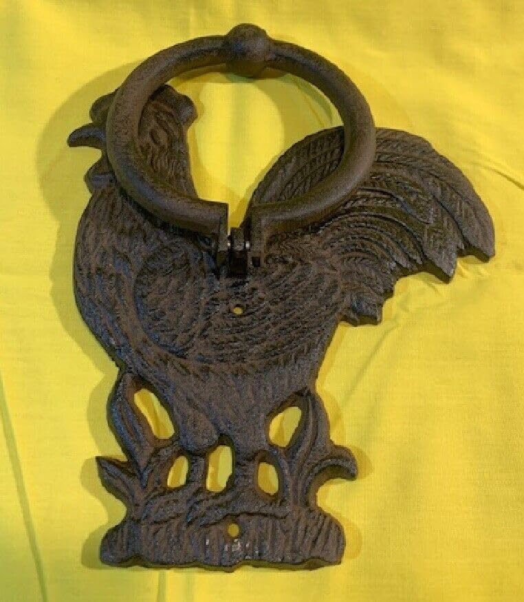 Vintage LARGE 7 3/4" TALL Rooster Chicken Hen Door Knocker Country Farm Decor 0184-01629