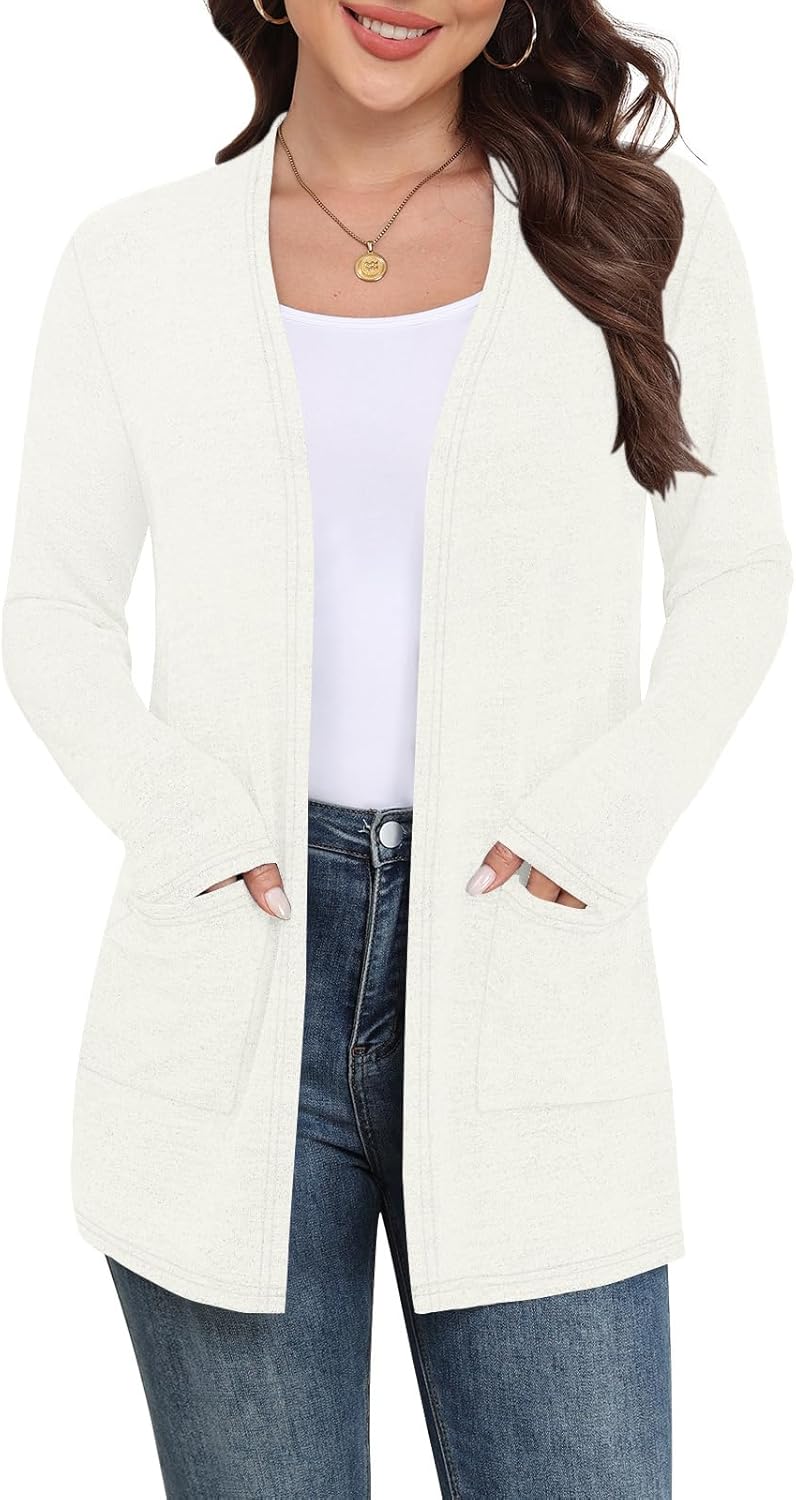 Yincro Womens Lightweight Cardigan Long Sleeve 0pen Front Casual Sweater Cardigans with Pockets