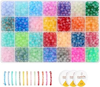 1400 Pcs 6mm Glass Beads,28 Colors Crystal Beads,Gradient Colors,Round Glass Bead for Making Kit,Crystal Round for Jewelry...