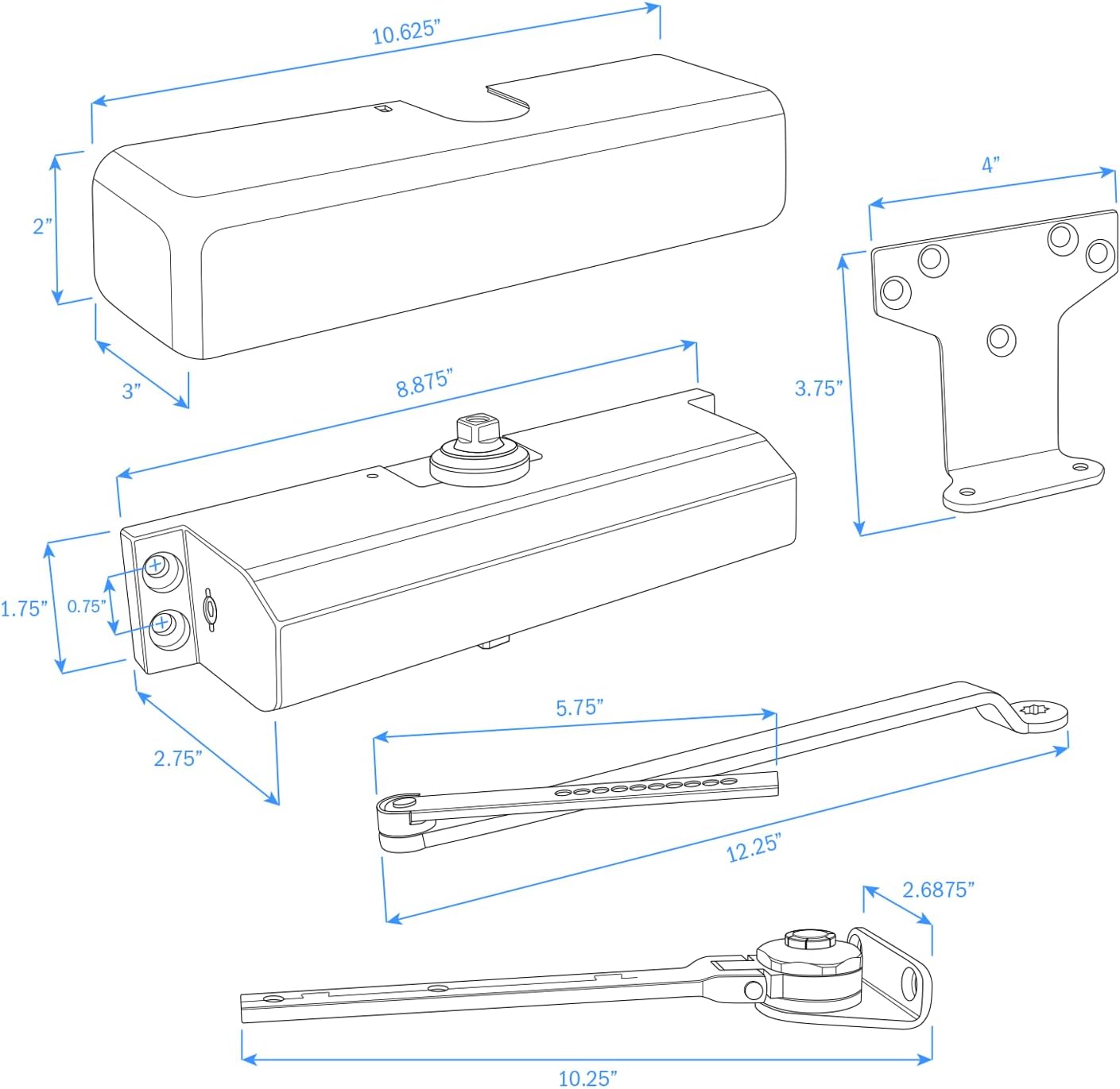 Nuk3y 6003 Series Hold Open Door Closer, Multi-Mount, Size 3 (Aluminum)