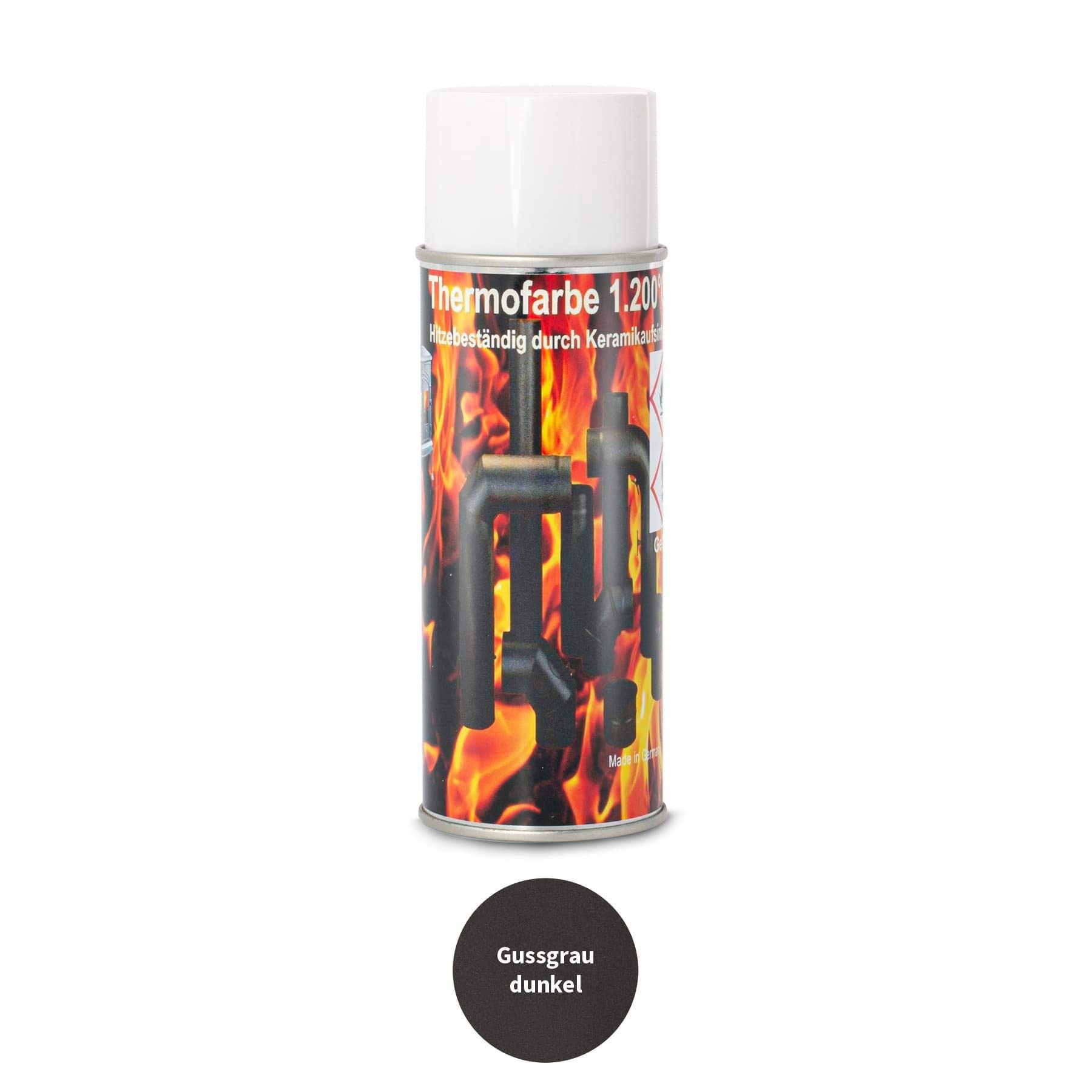 Ofenlack 1200°C Ofenspray Ofenfarbe Thermolack Thermofarbe Kamin GUSSGRAU DUNKEL 1x 400ml