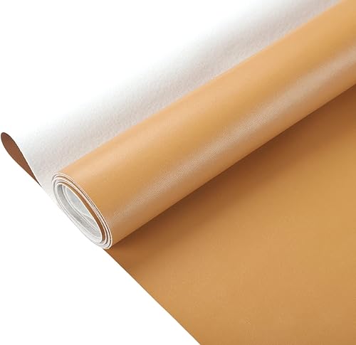 Miniatura 3 de Picheng Hojas de cuero sintético de vinilo tela de piel sintética suave marrón claro, impermeable, 54 x 36 pulgadas, tapicería de vinilo suave para