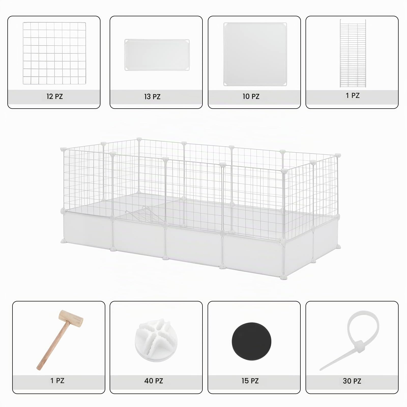 EUGAD Recinto per Conigli da Interno, Recinto per Animali con Fondo, DIY Recinzione per Animali di Piccola, Gabbia in Plastica 142x71x53cm Gabbia per Conigli Porcellino d'India Criceti Cuccioli