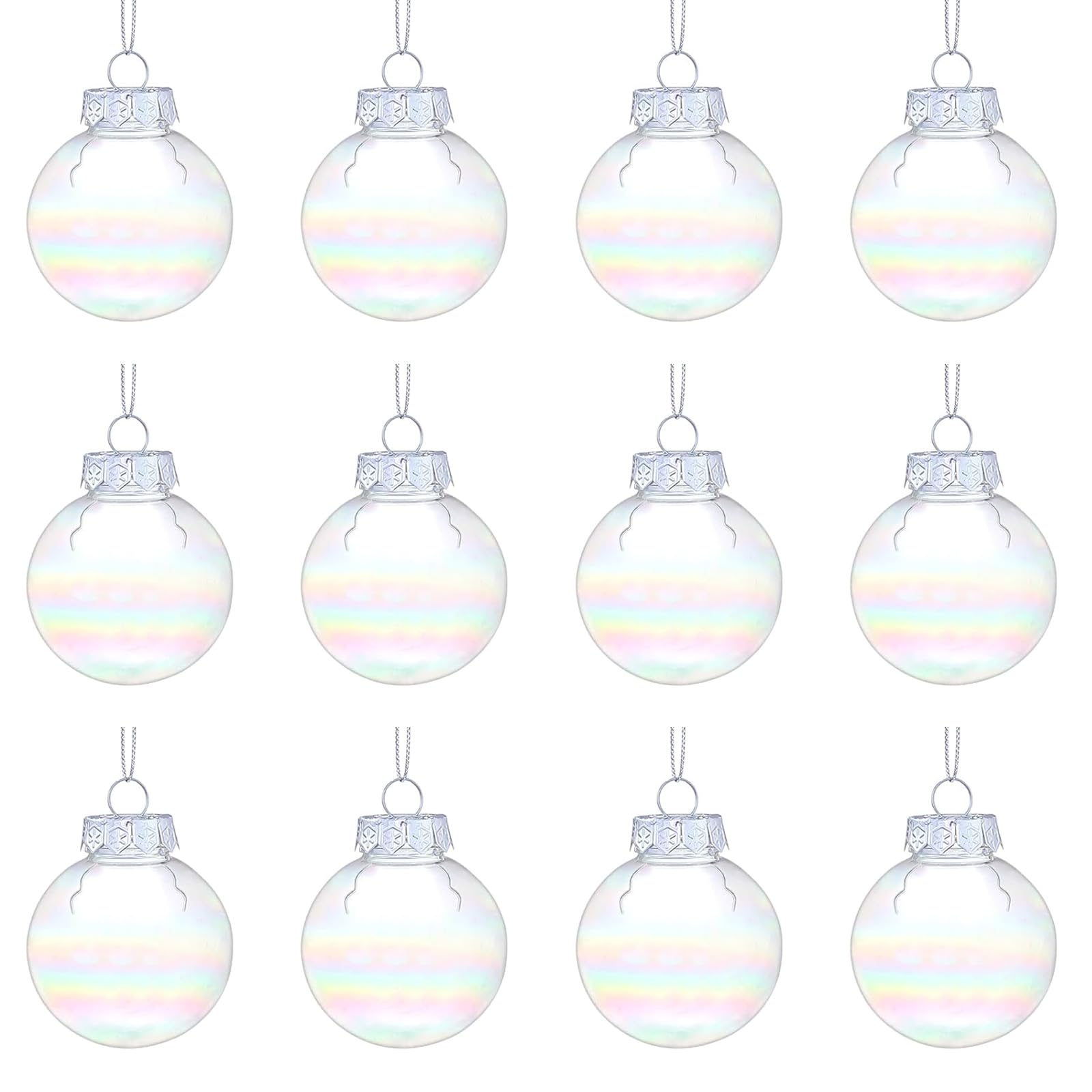 Tsophreniq 12PCS Clear Christmas Balls Rainbow Color Ornaments ForXmas Tree Ball Set for New Year Party Decor Clear Christmas Balls