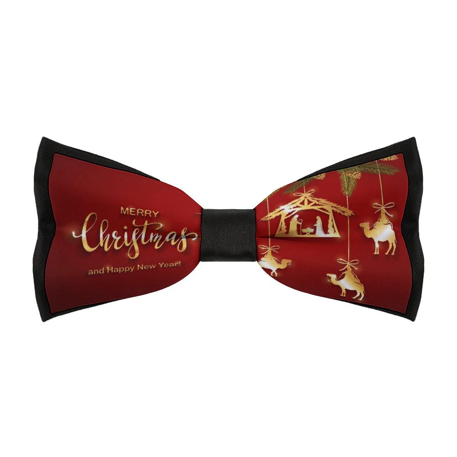 JYYAU Christmas Christian Nativity Scene Bow Tie Adjustable Necktie For Men Business Fashion Pre-tied Tie Neckwear Novelty Accessory For Weddings Party Festival