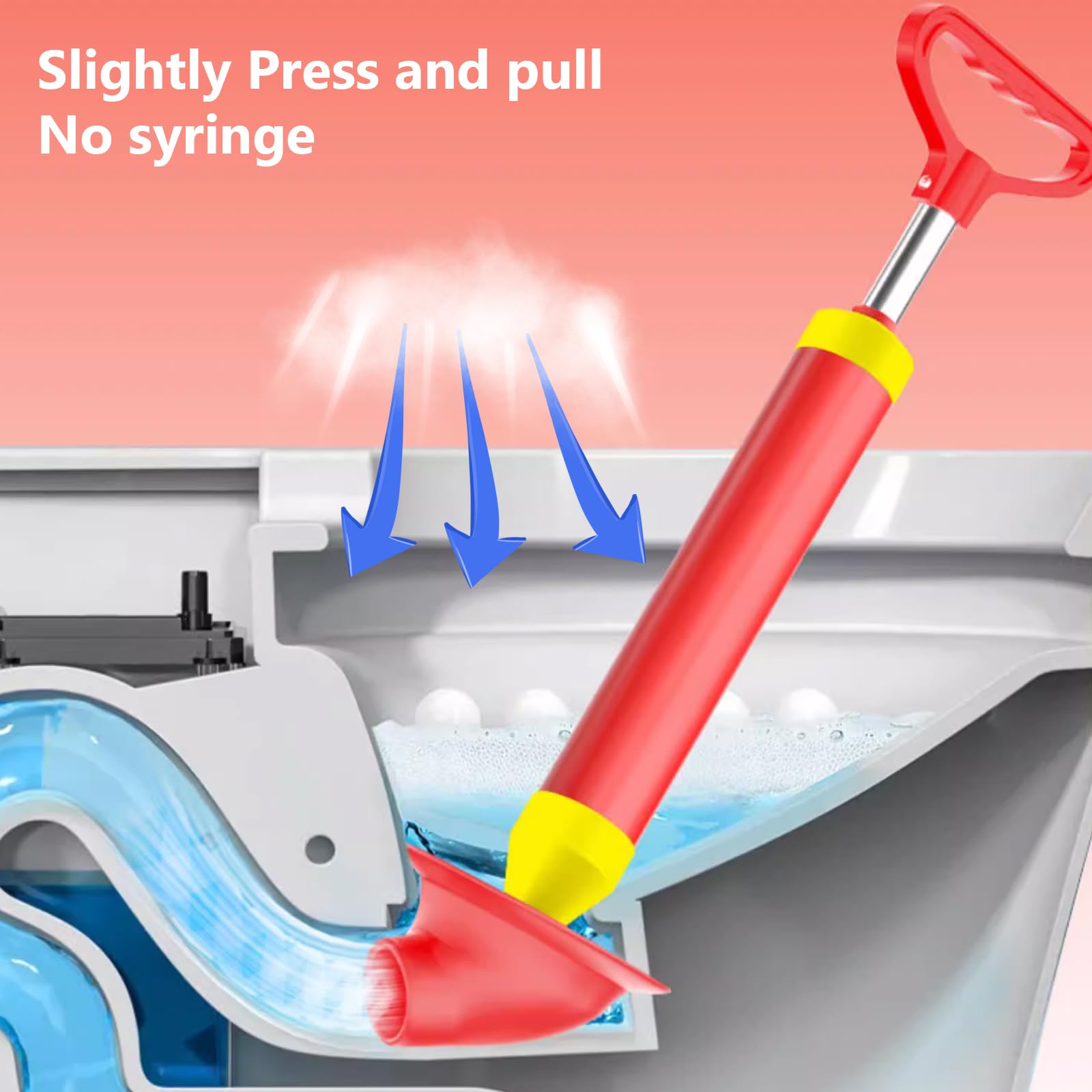 Stantuffo per WC Rosso Sturalavandino a Pompa Drain | Dispositivo Rimozione intasamenti Pompa Carichi Pressione, Tubi Aria Compressa Pressione, Vasca Bagno, Cucina