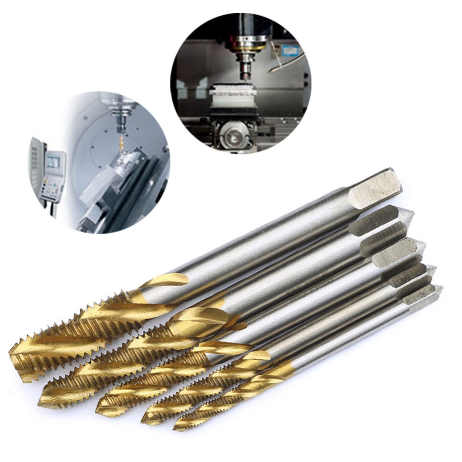 1PCS Titanium Coated Hss M3 M4 M5 M6 M8 Spiral Pointed Taps Thread Tap Drill Metric Spiral Fluted Machine Screw Tap MINGPING (Size : M8)