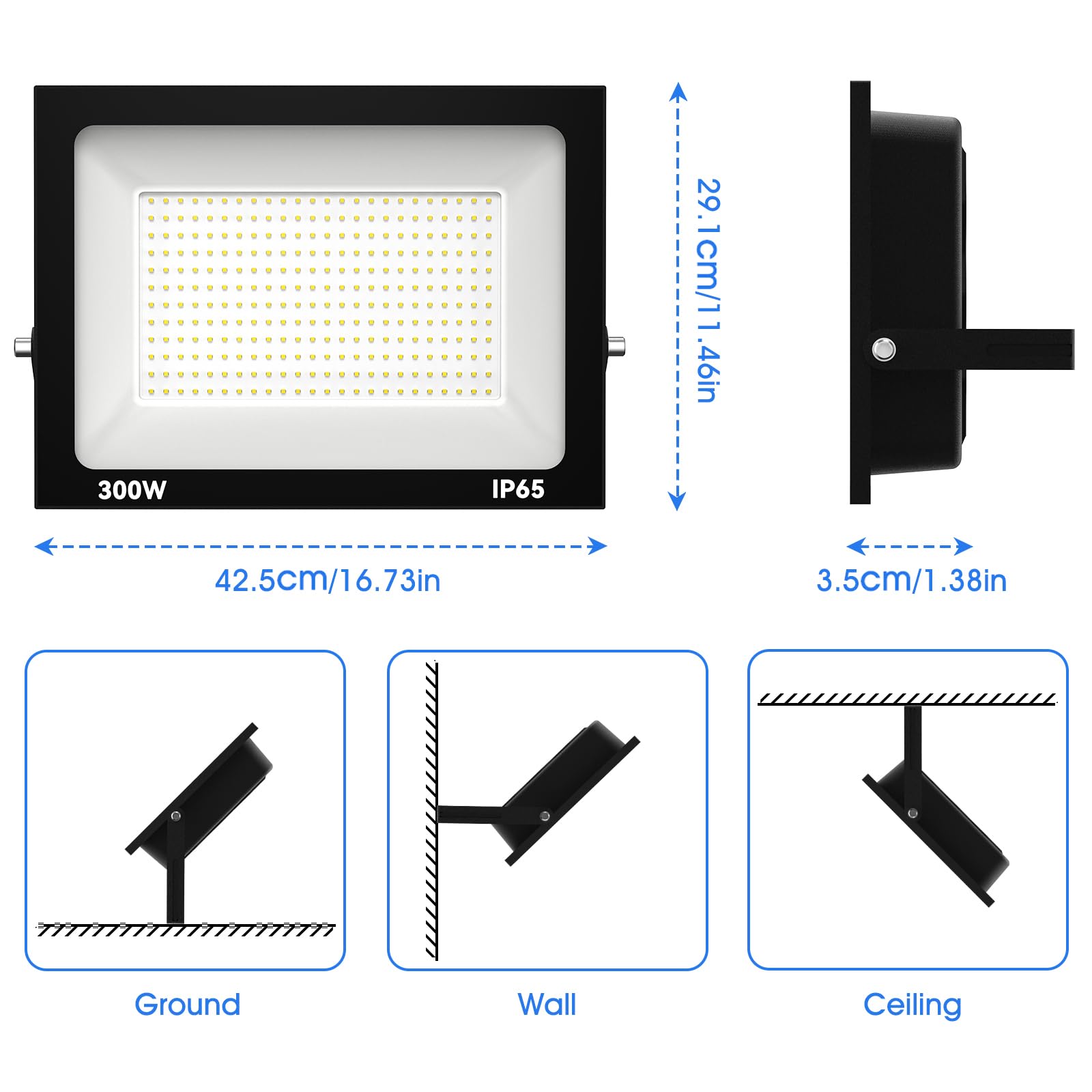 Royana 300W Faretto LED da Esterno 3000K Bianco Caldo Faro LED Esterno 30000LM IP65 Impermeabile Super Luminoso Fari di Sicurezza per Cortile Giardino