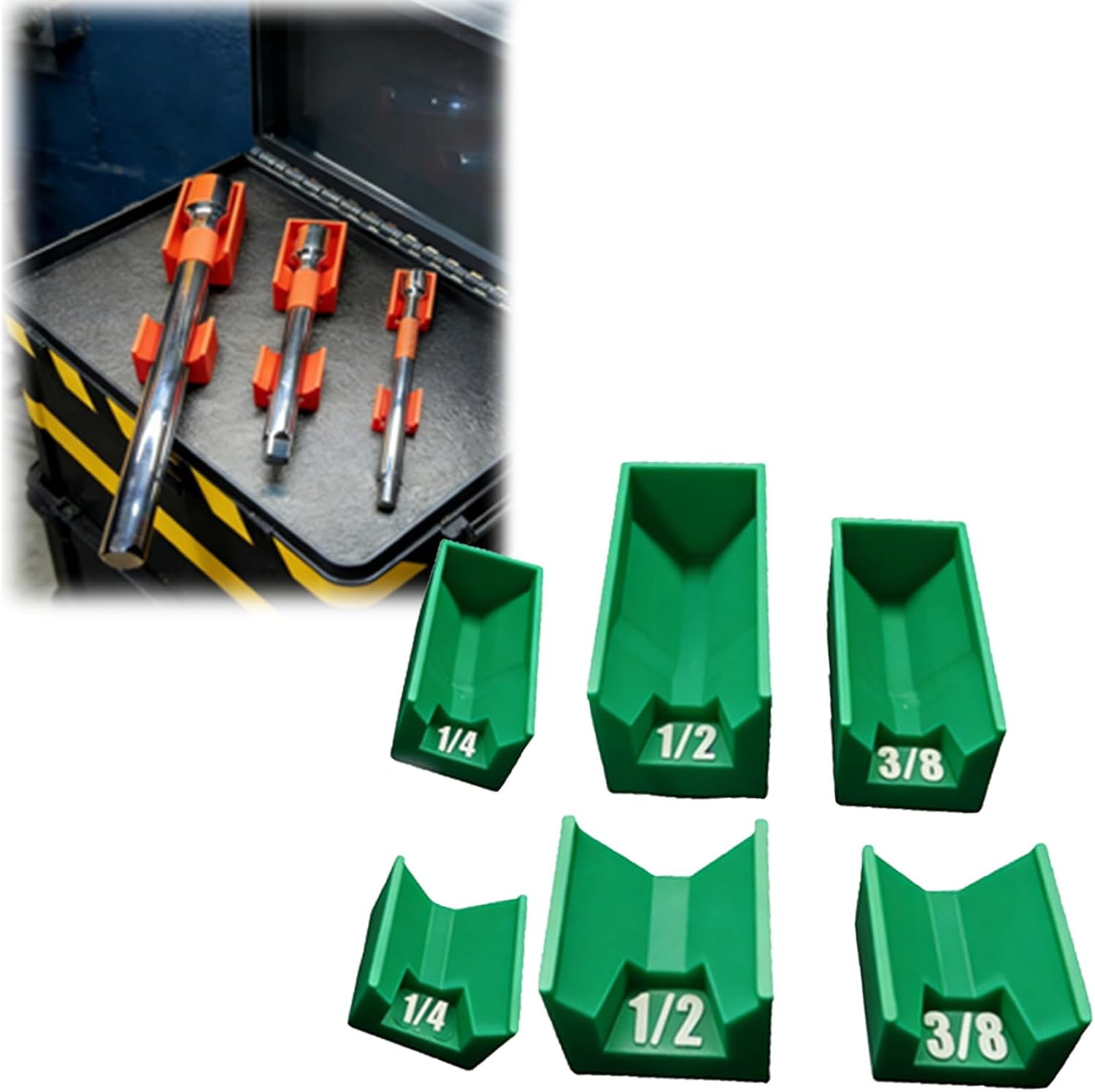 3Pcs Magnetic Extension Holders - Modular Tool Organizers for 1/4", 3/8", 1/2" Drive Extensions (Black)
