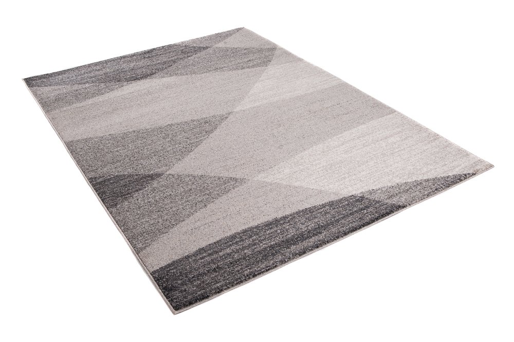 Tapiso Sari dywan z krótkim włosiem, nowoczesny, beżowy, szary, czarny, nakrapiany, wzór w paski, fale, do salonu, sypialni, Ökotex 160 x 220 cm