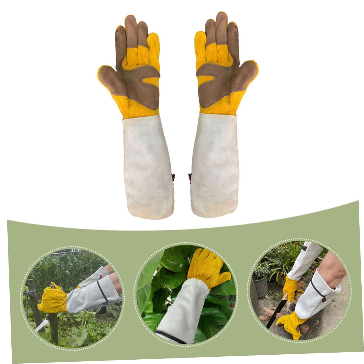 Guantes de Jardinería a Prueba de Espinas para Plantas Espinosas, Hechos de Cuero Sintético Cómodos para Mantenimiento y Manejo,