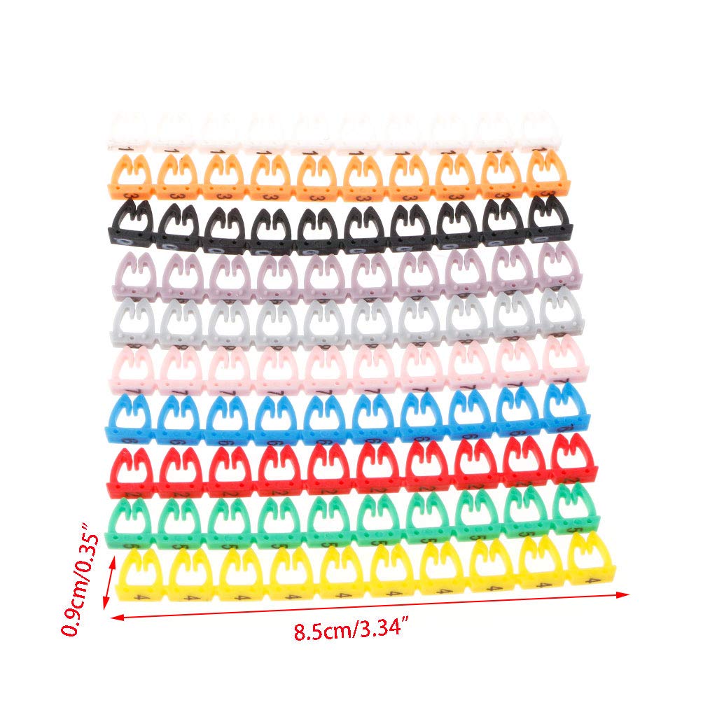 MinnowXY 100pcs/ Label Mark for RJ45 RJ11 RJ12 Color Numeric k Cable Distinguish Number Marks ABS, 85×9mm/3.35×0.35in (Approx.)