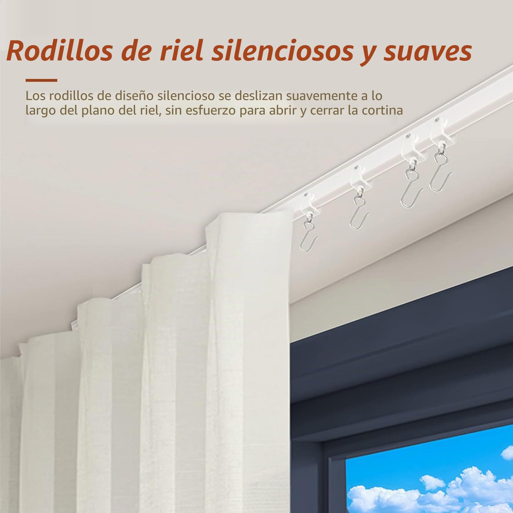 JIHYER Riel Cortina Techo Flexible, 16.4ft(5M) Rieles para Cortinas de Techo, Curvado, PVC, Metal, Plástico y Acero Inoxidable, Blanco, para Montaje en Techo