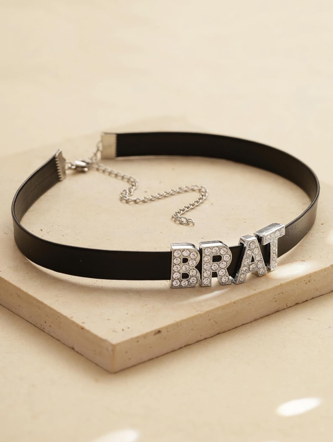 Sacina Gothic Punk Cute Brat Letter Choker, Black Choker, Black PU Leather Chocker Collar, Gothic Goth Necklace, Halloween Jewelry Gift for Women - Image 6