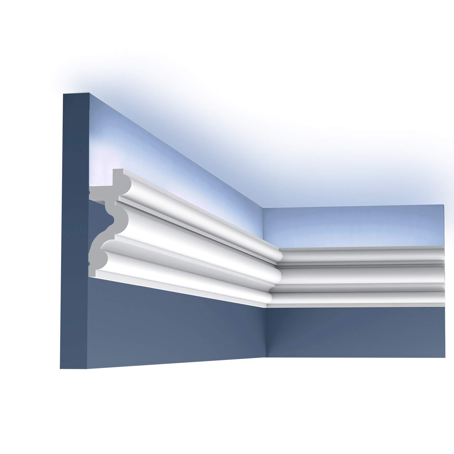 Cornisa C324 para iluminación indirecta ideal para salones modernos y elegantes