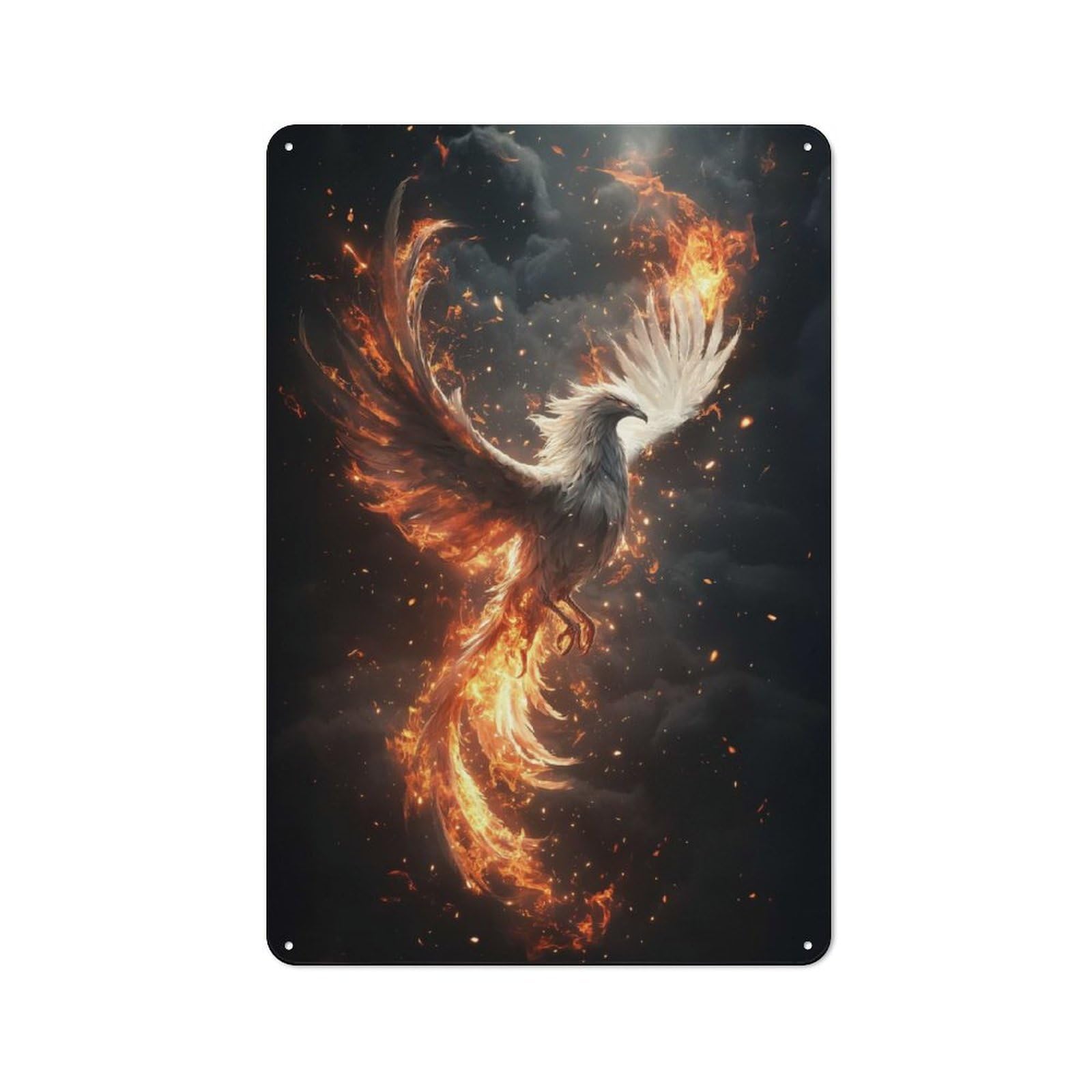 Junmoney Phoenix In Flames Tin Sign 30X20cm For Bar Or Restaurant, Retro Wall Decor, For Restaurant Interior Fans
