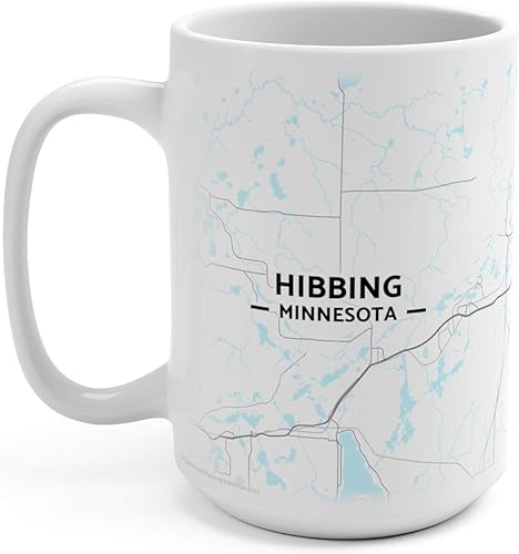 Miniatura 6 de Hibbing, Minnesota - Taza, diseño de mapa, Casual, Blanco