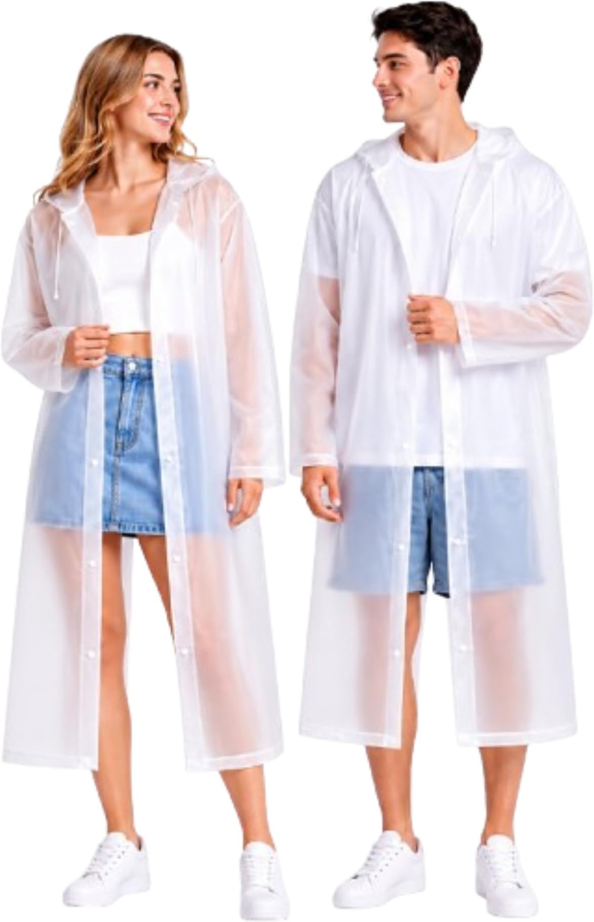 Full Coverage Rain Jacket for Men and Women with Waterproof Construction and Outdoor Utility, Adjustable Hood, Extended Length Design (White)-image-42