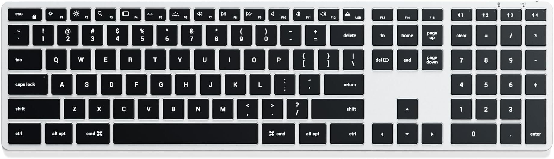 Slim X3 Bluetooth Wireless Keyboard, US QWERTY Layout, Backlit Numeric Keypad, Multi-Device – For MacBook Air & Pro M5 M4 M3, Mac Mini, iPad Air & Pro, iMac and more – Silver