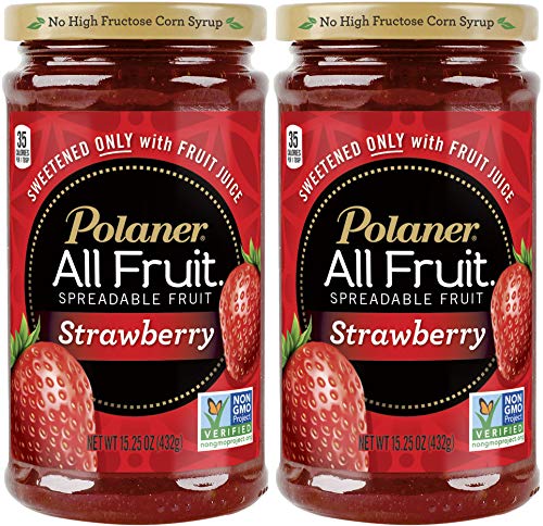 Polaner Strawberry All Fruit, Spreadable Fruit Strawberry, Sweetened Only With Fruit Juice, 10oz Glass Jar (Pack of 2, Total of 20 oz)