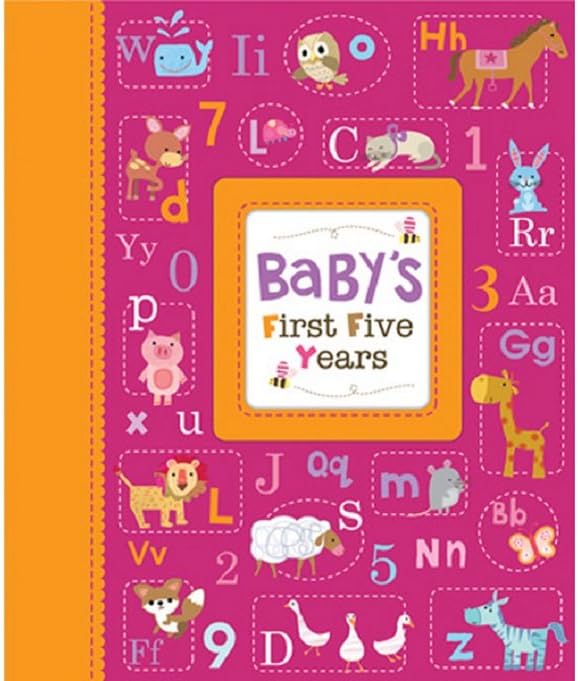 Cute Animals Baby Girl - Baby's First Five Years Keepsake Record Book with Storage Box