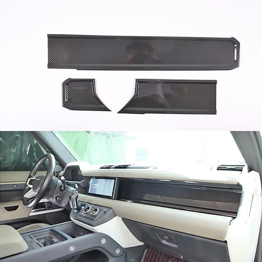JCMLDN Car Central Control Instrument Panel Cover for Land Rover Defender 90 110 2020 2021 2022 2023 LHD Auto Accessories,Carbon Fiber Look