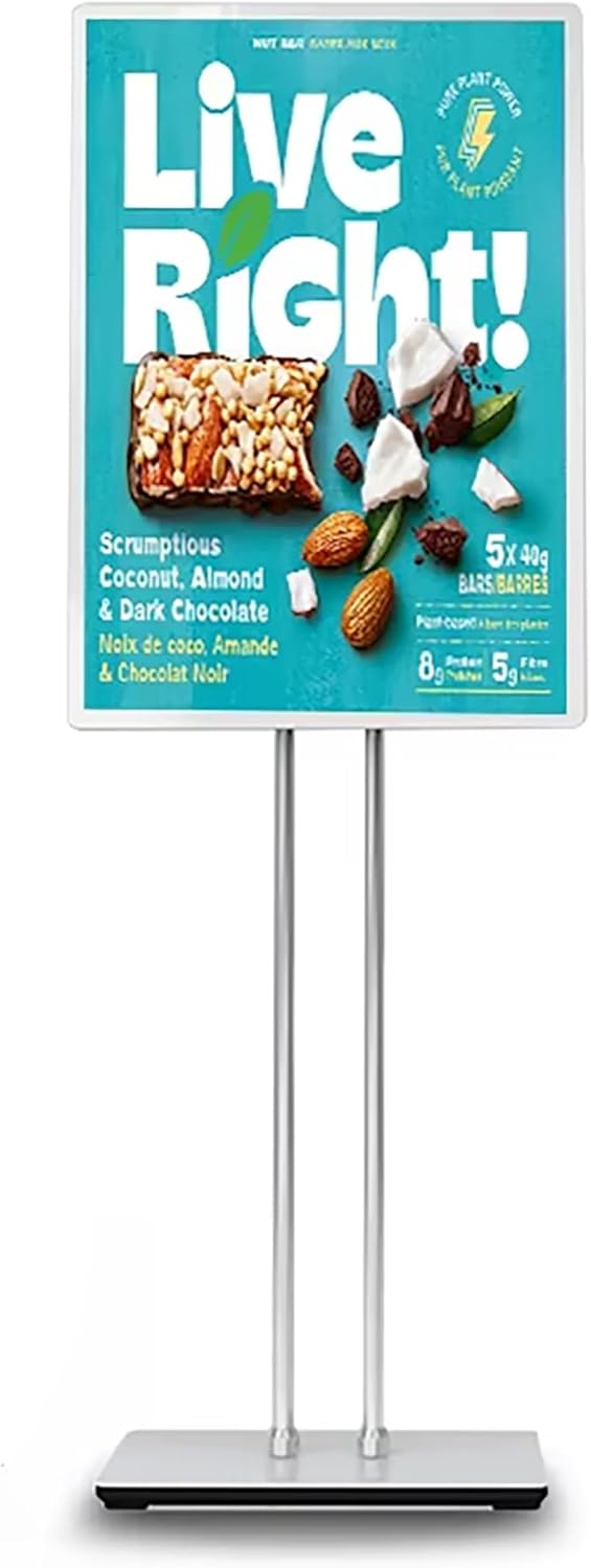 Floor Standing LED Light Box Billboard, Advertising Projecting Sign for Business Show, Adjustable LED Standing Sign Holder, LED Illuminated Display Sign Silver Frame 50 * 70cm