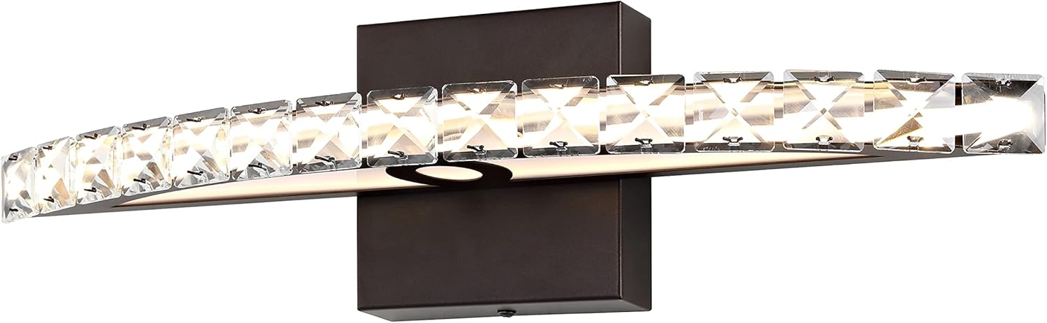 JONATHAN Y JYL7117A Alyson 18" 1-Light Bohemian Industrial Iron/Acrylic Integrated LED Vanity Light Modern,Contemporary,Vintage Bathroom Hallway Bedroom Mirror Cabinet, Oil Rubbed Bronze/Clear