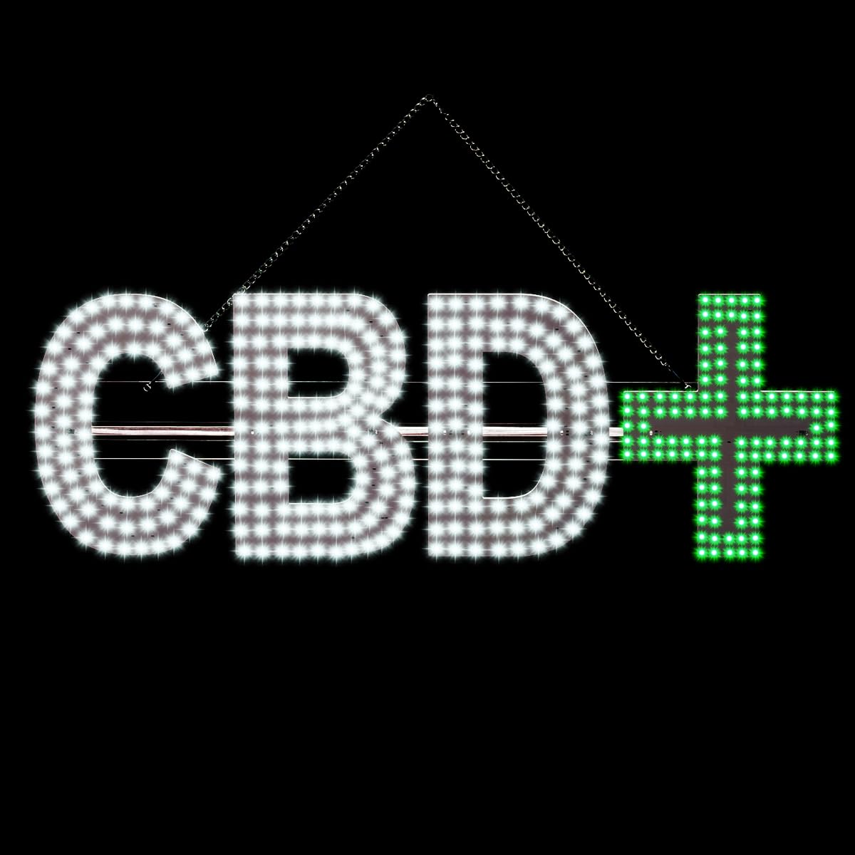 30"x10" Large LED CBD+ Sign for Smoke Shops - Super Bright Unique Design With Hanging Installation, High Visibility for Stores, Retail Shops, Window
