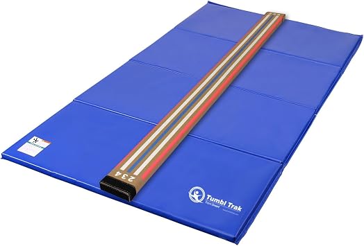 Tumbl Trak Laser Balance Beam Lite and 4 ft x 8 ft x 1-38 in Tumbling Mat Combo