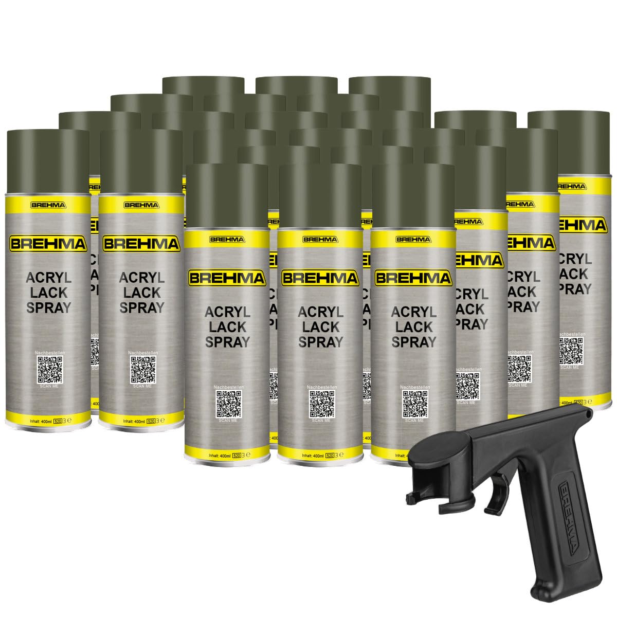 24x Acryl Lackspray Ral 6003 Olivgrün matt Lack Farbe Sprühfarbe 400ml inkl. Griff