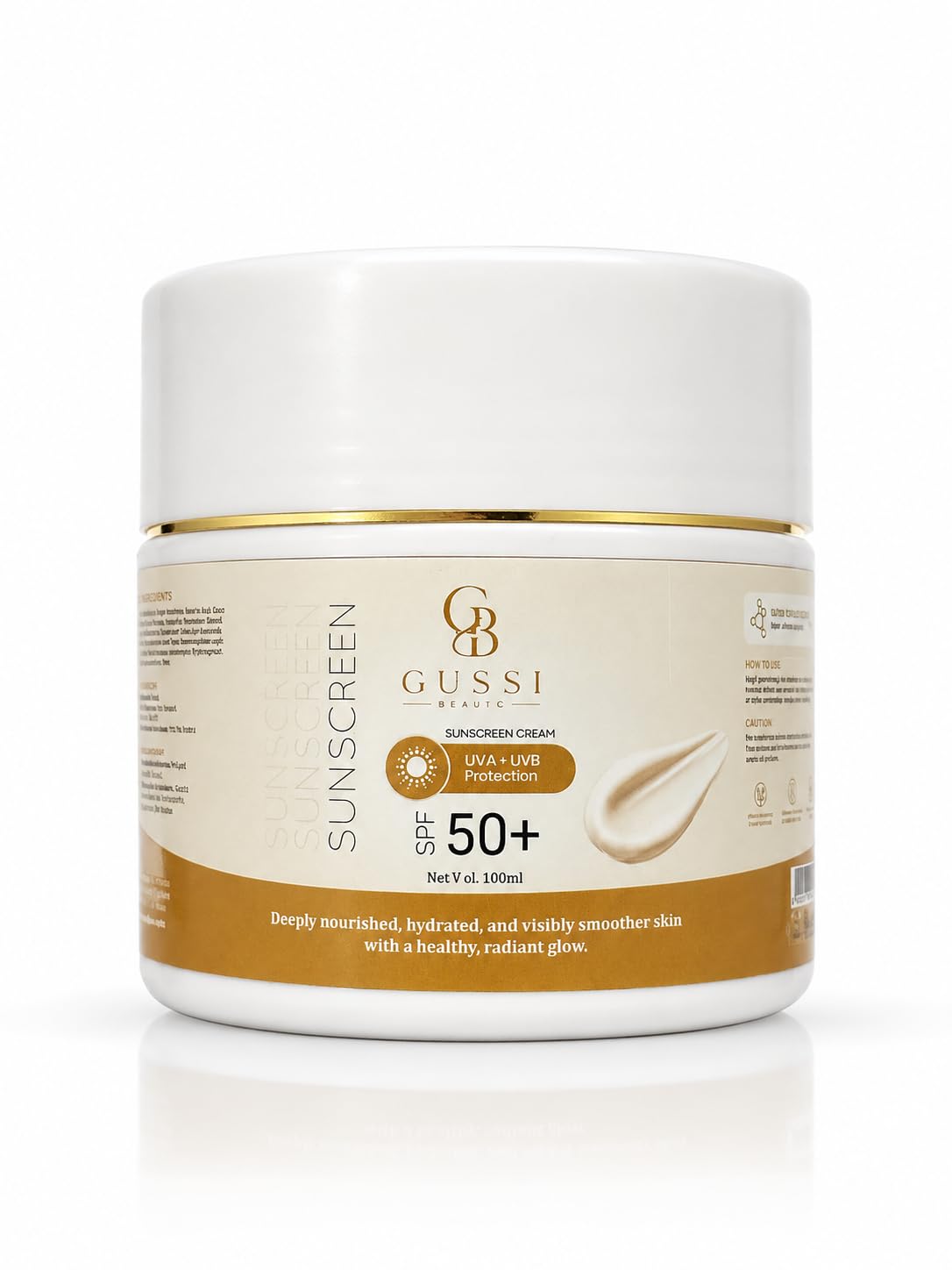 Gussi Beaute Sunscreen Cream SPF 50+ | UVA & UVB Broad Spectrum Protection | Shea Butter, Vitamin E & Niacinamide | Non-Greasy, Lightweight Sunblock for Face & Neck | 100ml-image-17
